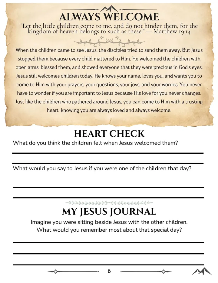 Real reflection page from the kit